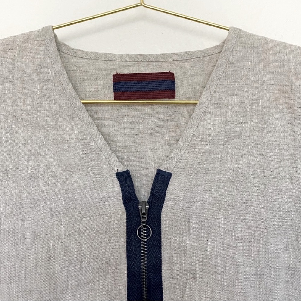 Albus Lumen Beige Linen Zip-Front Blouse - Women’s 10 — image 4 of 7